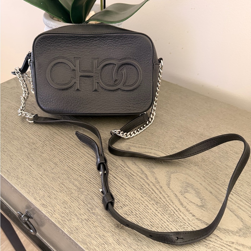 Jimmy Choo Black Crossbody Bag With Silver Chain